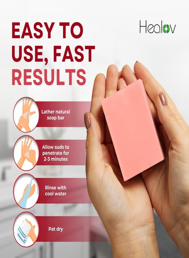 هيربلوڤ صابون هيربلوف كالامين - غسول طبيعي نقي لتخفيف الحكة فورًا - صابون كالامين مهدئ للبشرة المتهيجة، لدغات الحشرات، الأكزيما، طفح اللبلاب السام، جدري الماء - غسول نقي مضاد للحكة للوجه والجسم - Image 4